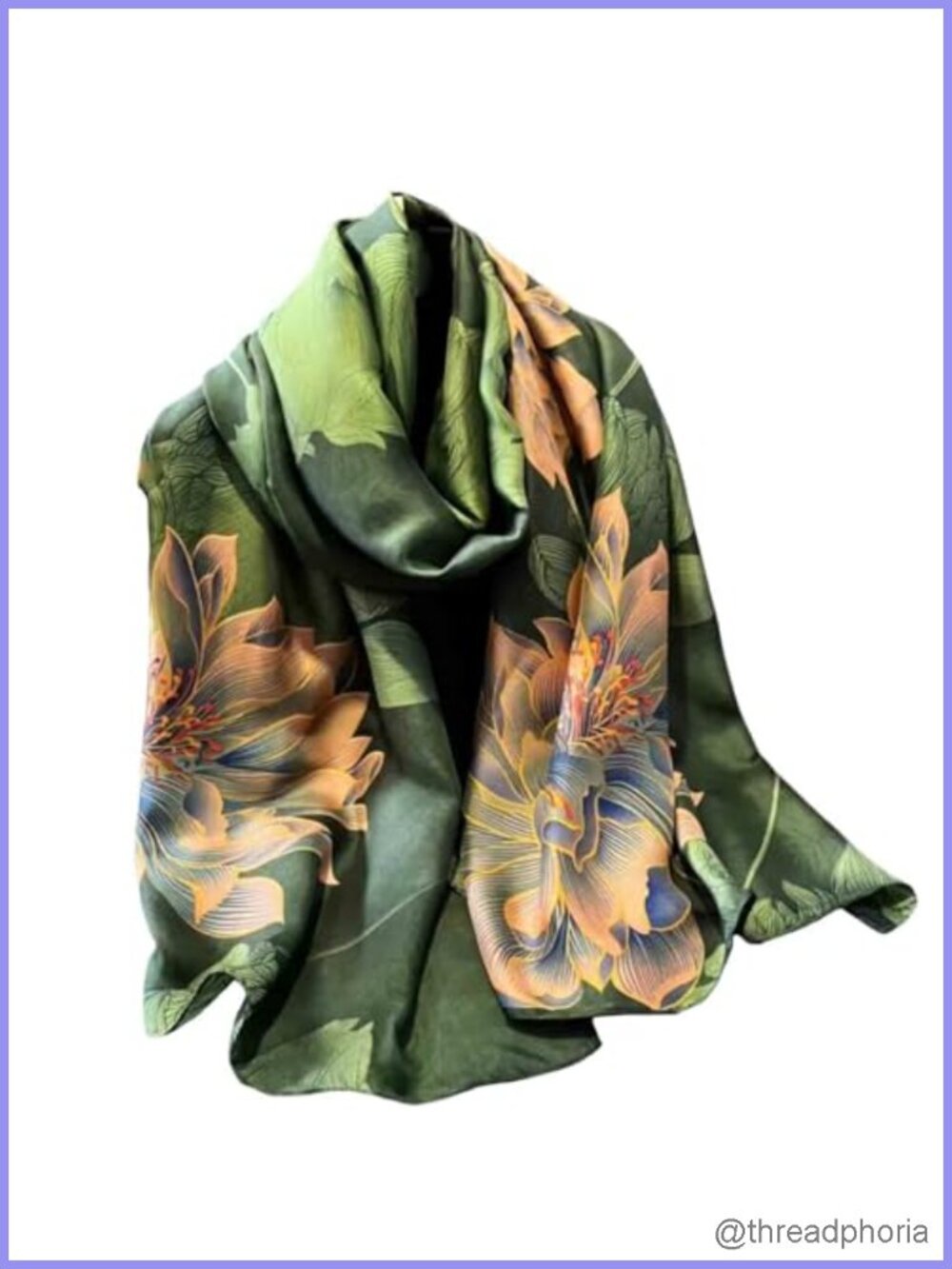Women's Silk Feeling Floral Scarf Large Lightweight Shawl Wrap Stole